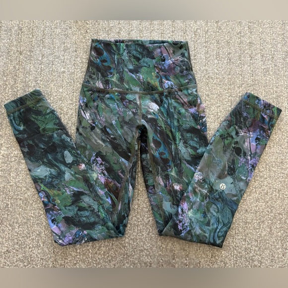 Woman’s Lululemon Printed Leggings - Green and Purple - Picture 1 of 2